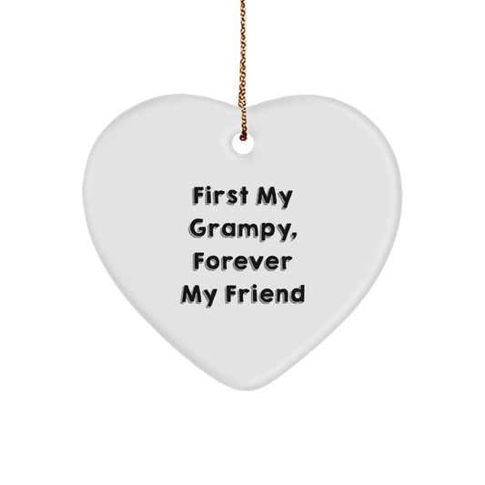 Grampy Heart Ornament, First My Grampy, Forever My Friend, Funny Christmas Unique Gifts from Men to Grampy, Heart-Shaped MDF Decor - Image 1