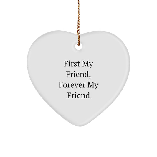 Funny Heart Ornaments, Gifts from Friends to Friends, 'First My Friend, Forever My Friend' Christmas Decorations for Homes - Image 1