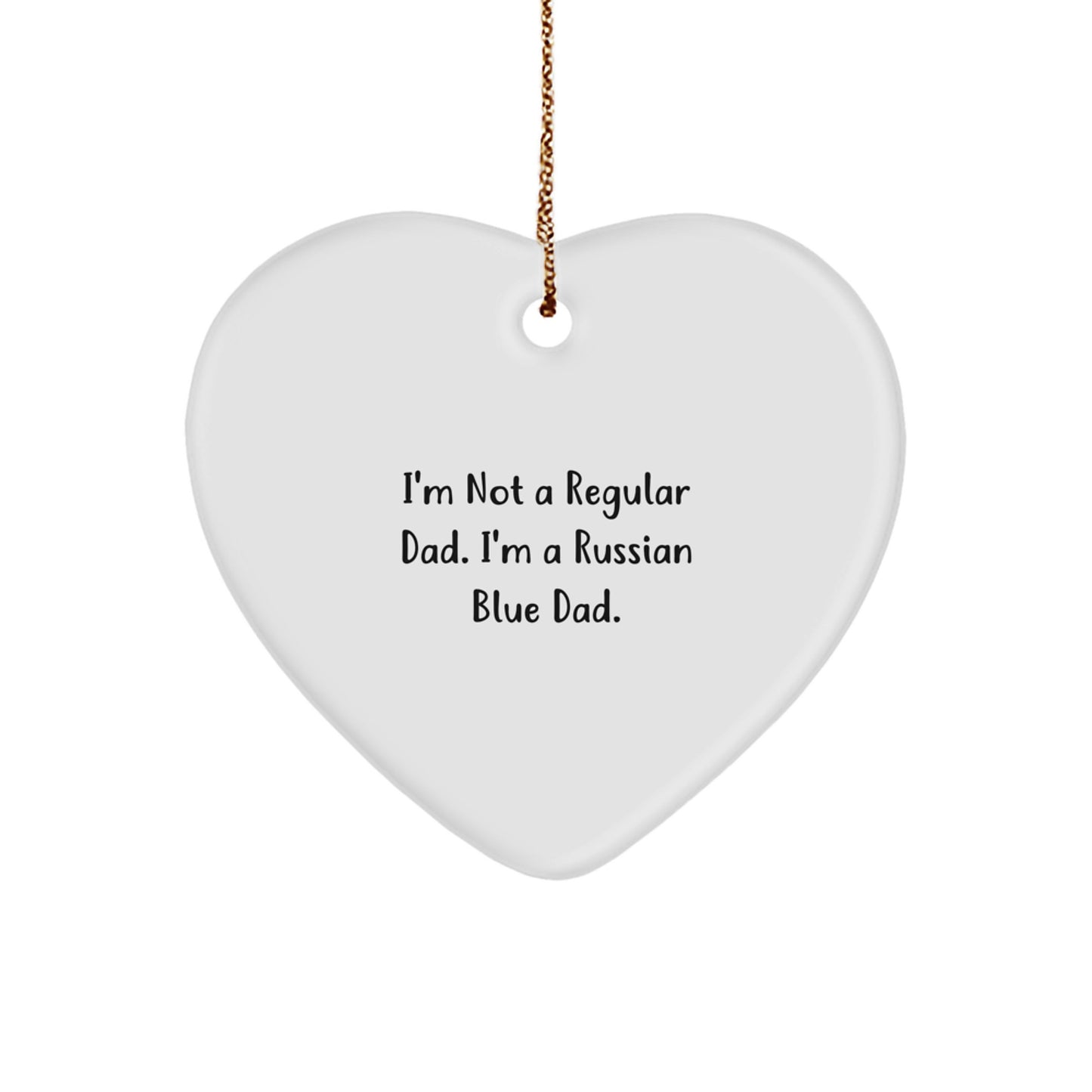 Funny Russian Blue Cat Dad Gifts from Men to Family - Heart Ornament for Christmas - Image 1