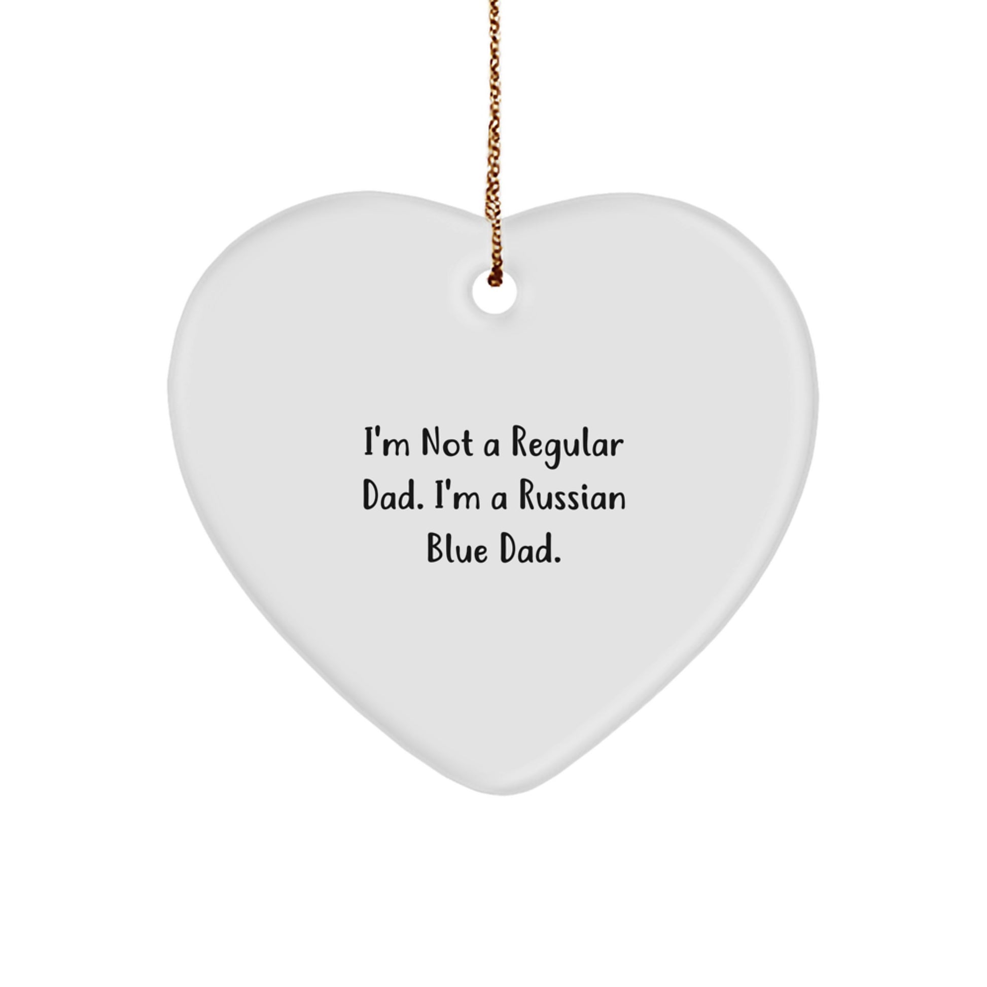 Funny Russian Blue Cat Dad Gifts from Men to Family - Heart Ornament for Christmas - Image 1
