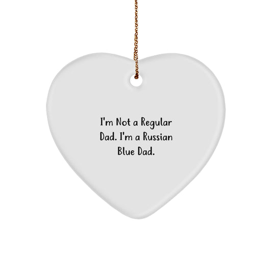 Funny Russian Blue Cat Dad Gifts from Men to Family - Heart Ornament for Christmas - Image 1