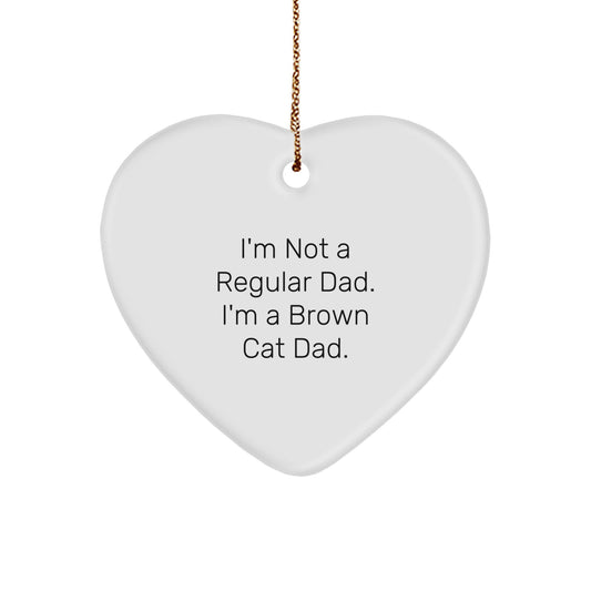 Funny Brown Cat Dad Heart Ornament Gifts from Men to Best Friends for Christmas Decor - Image 1