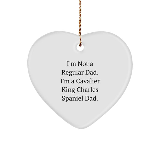 Cavalier King Charles Spaniel Dad Gifts, Funny Quote, Heart Ornament Christmas Unique Presents for Dog Lovers, Gifts from Dad to Kids - Image 1