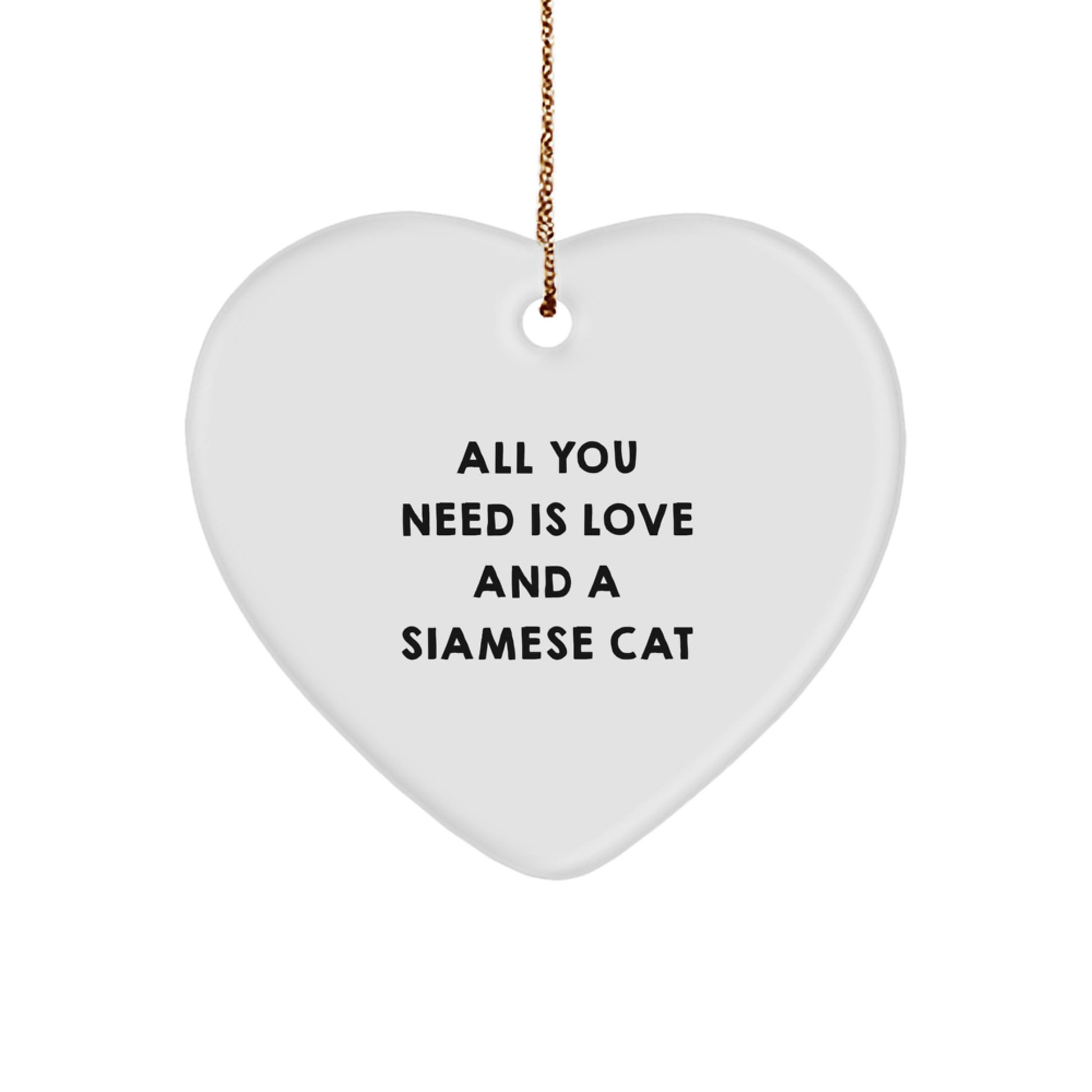 Funny Siamese Cat Gifts from Men to Family, Christmas Unique Ornaments for Cat Lovers, Heart Shaped - Image 1