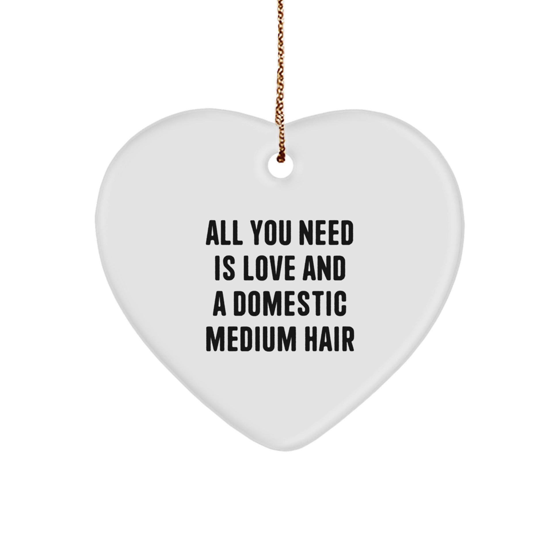 Gifts from Family for Domestic Medium Hair Cat, Heart Ornament with Love and Domestic Medium Hair Quote, Christmas Decorations - Image 1