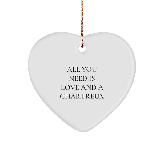Chartreux Cat Lover's Heart Ornament, 'All You Need Is Love And A Chartreux', Gifts from Family to Friends - Unique Christmas Unique Gift for Chartreux Cat Enthusiasts - Image 1