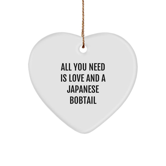 Japanese Bobtail Cat Gifts from Friends, All You Need Is Love, Heart Ornament for Christmas, Gifts for Japanese Bobtail Cat Lovers - Image 1