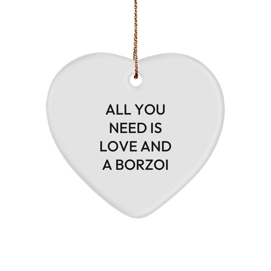 Borzoi Dog Gifts, Heart Ornament, Love and Borzoi, Christmas Unique Presents from Friends, Gifts for Borzoi Dog Owners - Image 1