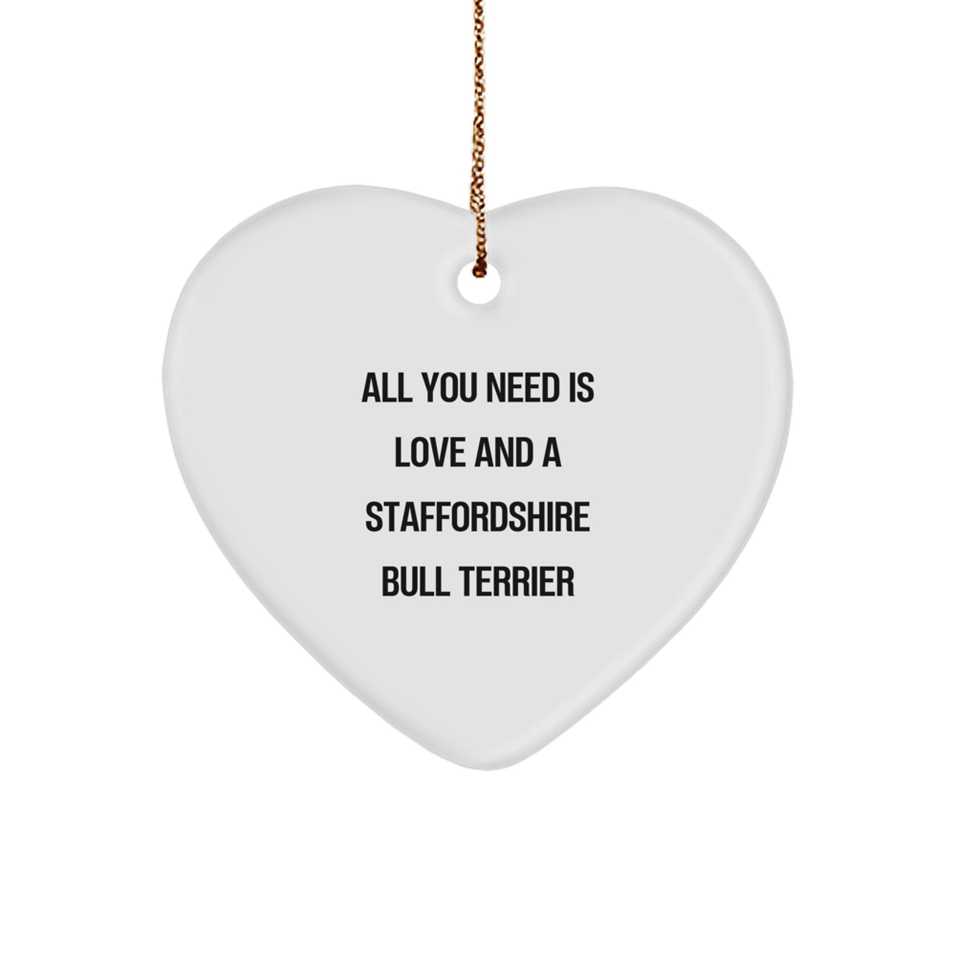 Funny Staffordshire Bull Terrier Dog Gifts from Men to Family - Love Heart Ornament for Christmas - Image 1