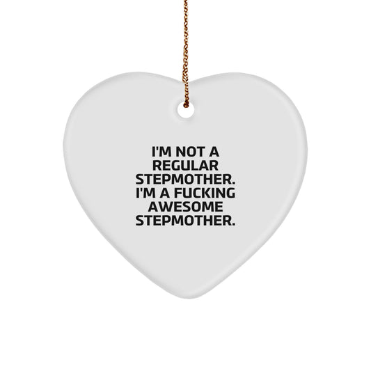 Funny Stepmother Christmas Heart Ornament Gifts from Men to Stepmother, Stepmother Unique Gifts, Stepmother Heart Ornament - Image 1