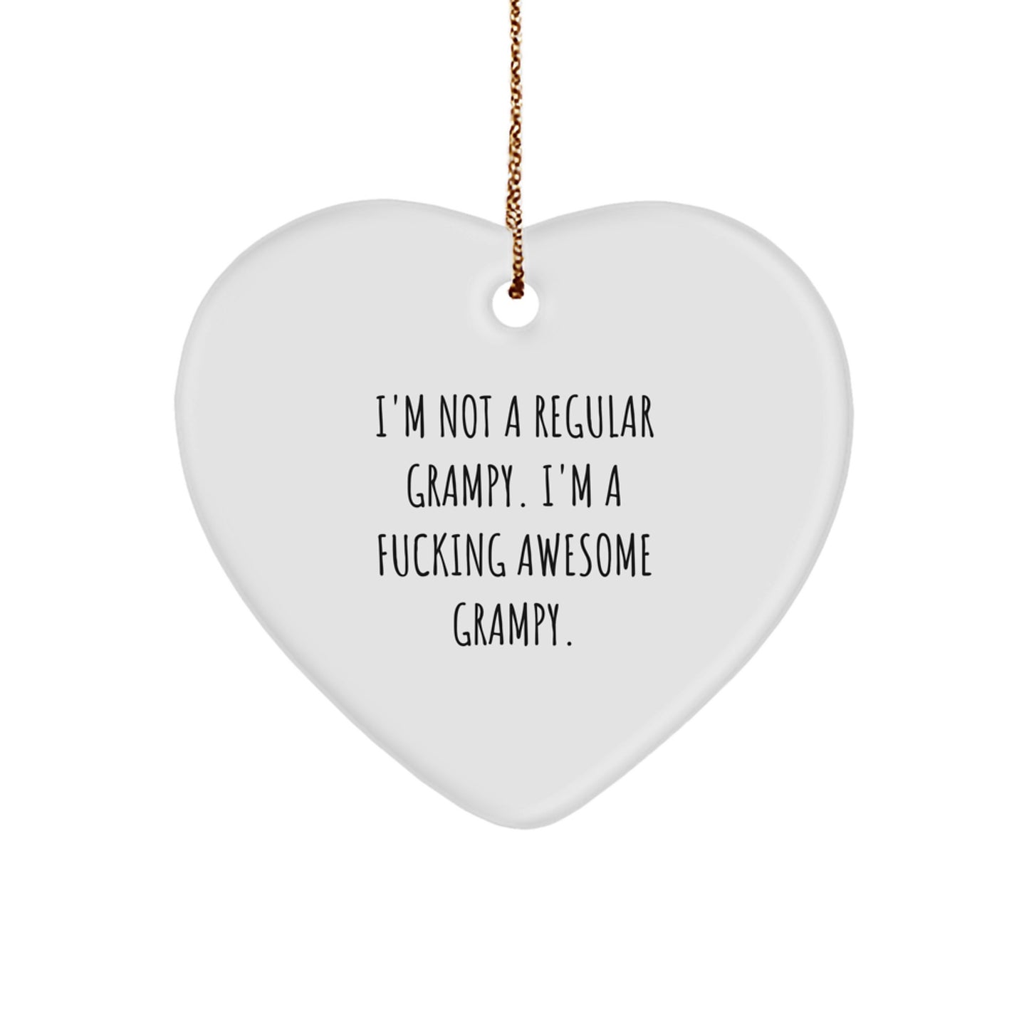 Funny Grampy Gifts for Men - 'I'm Not A Regular Grampy...' Heart Ornament, White, Christmas - Image 1