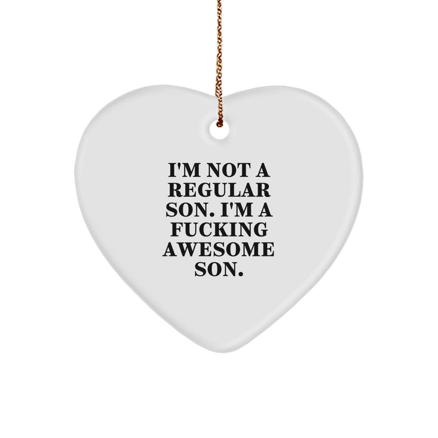 Funny Heart Ornament for Son, 'I'm Not A Regular Son' Christmas Unique Gift from Dad to Son, Heart-Shaped Keepsake - Image 1