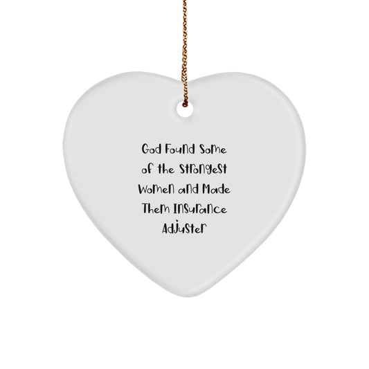 Funny Insurance Adjuster Heart Ornament Gifts from Friends for Women, Christmas Unique Gifts for Insurance Adjusters, Heart Shaped - Image 1