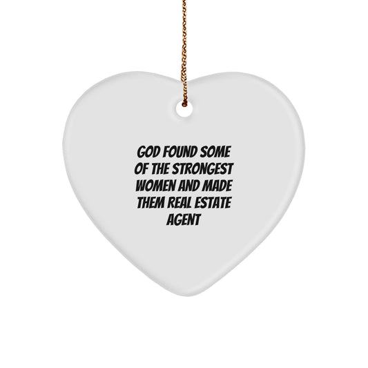 Funny Quote Gifts for Real Estate Agent, Heart Ornament with Gold Cord, Perfect Christmas Unique Gifts from Men to Women - Image 1
