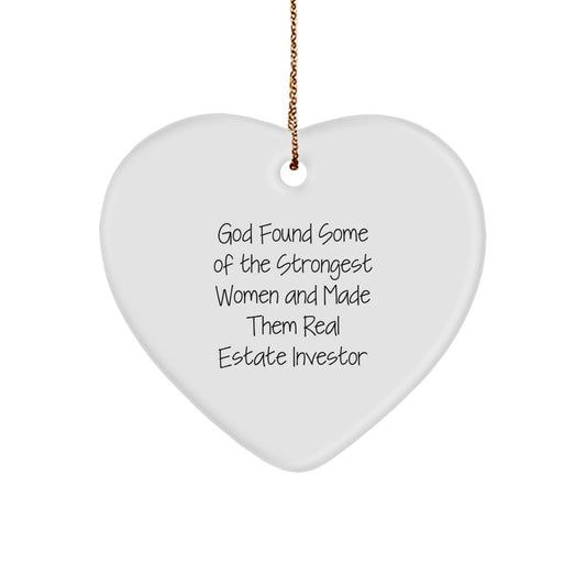 Gifts from Friends and Family for Real Estate Investor Heart Ornament, Funny Quote, Christmas Unique Gifts, Real Estate Investor Gifts, Inspirational Heart Shaped Decoration - Image 1