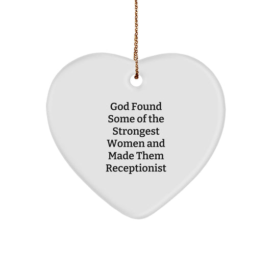 Funny Receptionist Gifts from Men, Heart Ornament for Women, Inspirational Quote about Strong Women, Christmas Unique Gifts for Family and Friends, Gifts for Receptionist - Image 1