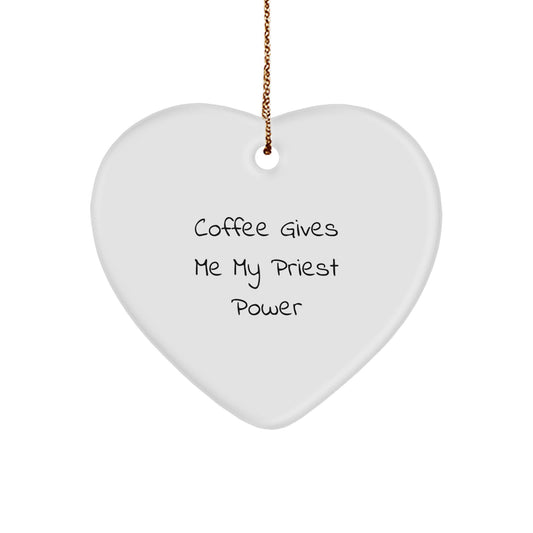 Funny Priest Heart Ornament Gifts from Men to Priest, Unique Christmas Unique Gifts for Priest, Heart Shaped Priest Power - Image 1