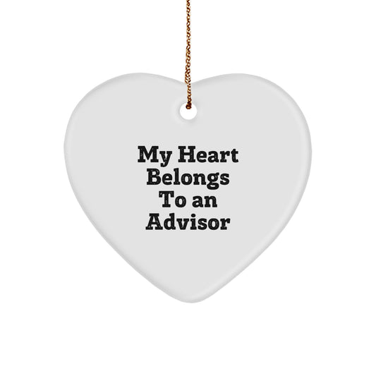 Gifts from Friends for Advisors - My Heart Belongs To An Advisor Heart Ornament, Funny Christmas Unique Gift for Work Friends or Family - Image 1