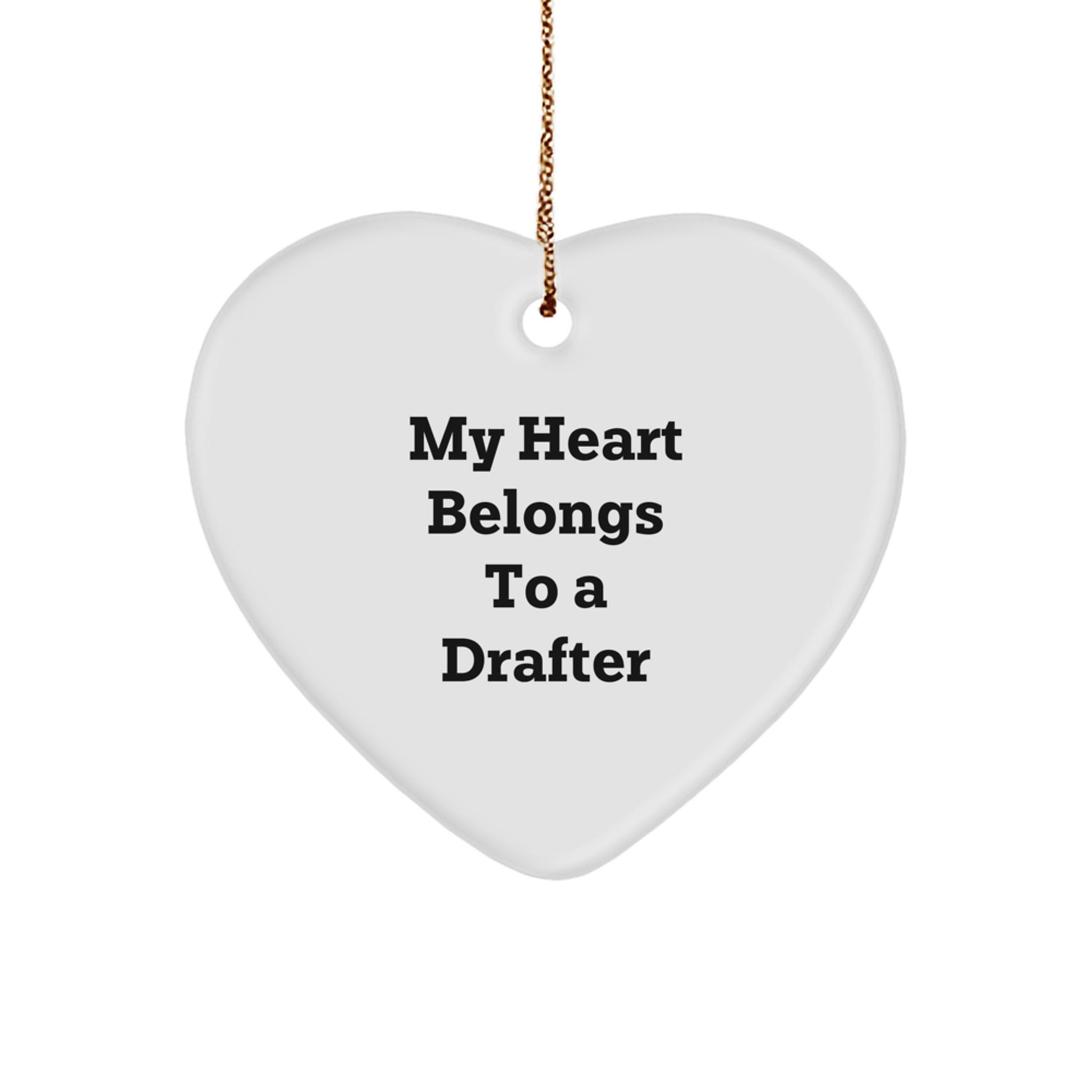 Drafter Enthusiast Gifts, Funny My Heart Belongs To A Drafter Heart Ornament, Christmas Unique Gifts for Friends, Family, Coworkers - Image 1