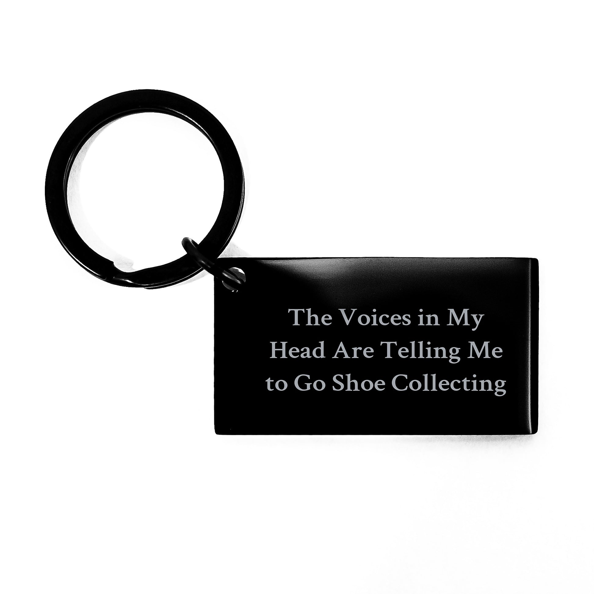 Funny Shoe Collecting Gifts for Men from Friends, Unique Keychain for Graduation, The Voices In My Head Are Telling Me To Go Shoe Collecting, Keychain - Image 1