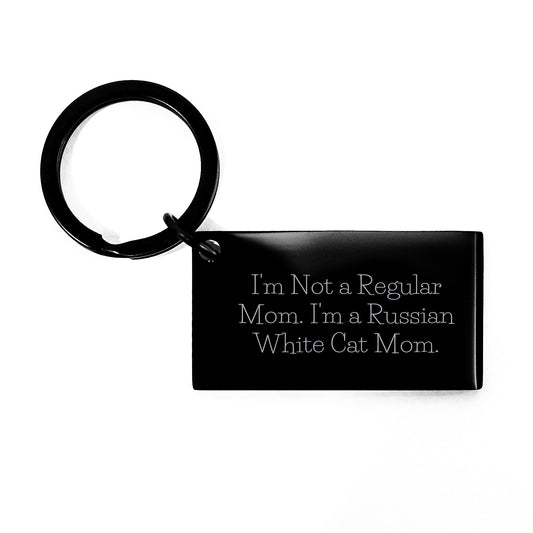 Russian White Cat Mom Funny Keychain Gifts for Her from Friends, Coworkers, Family on Birthday - Image 1