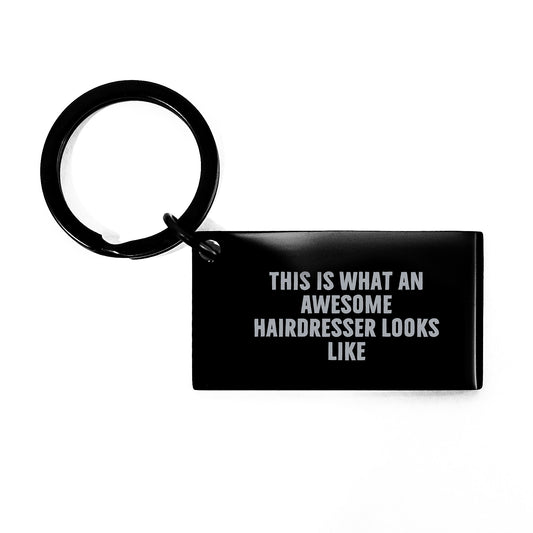 Funny Hairdresser Gifts from Friends to Awesome Hairdressers Graduation Keychain - Image 1