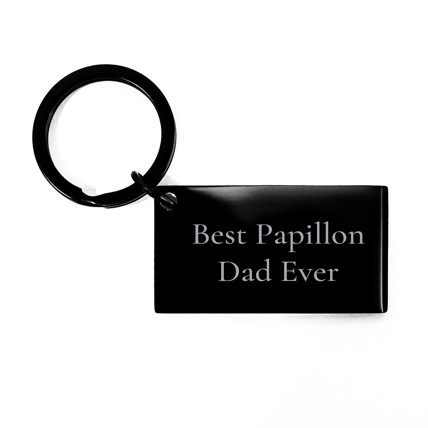 Papillon Dog Keychain Gifts from Men to Friends, Best Papillon Dad Ever, Graduation Unique Treasures, Keychain for Papillon Dog Lovers, Engraved Stainless Steel - Image 1