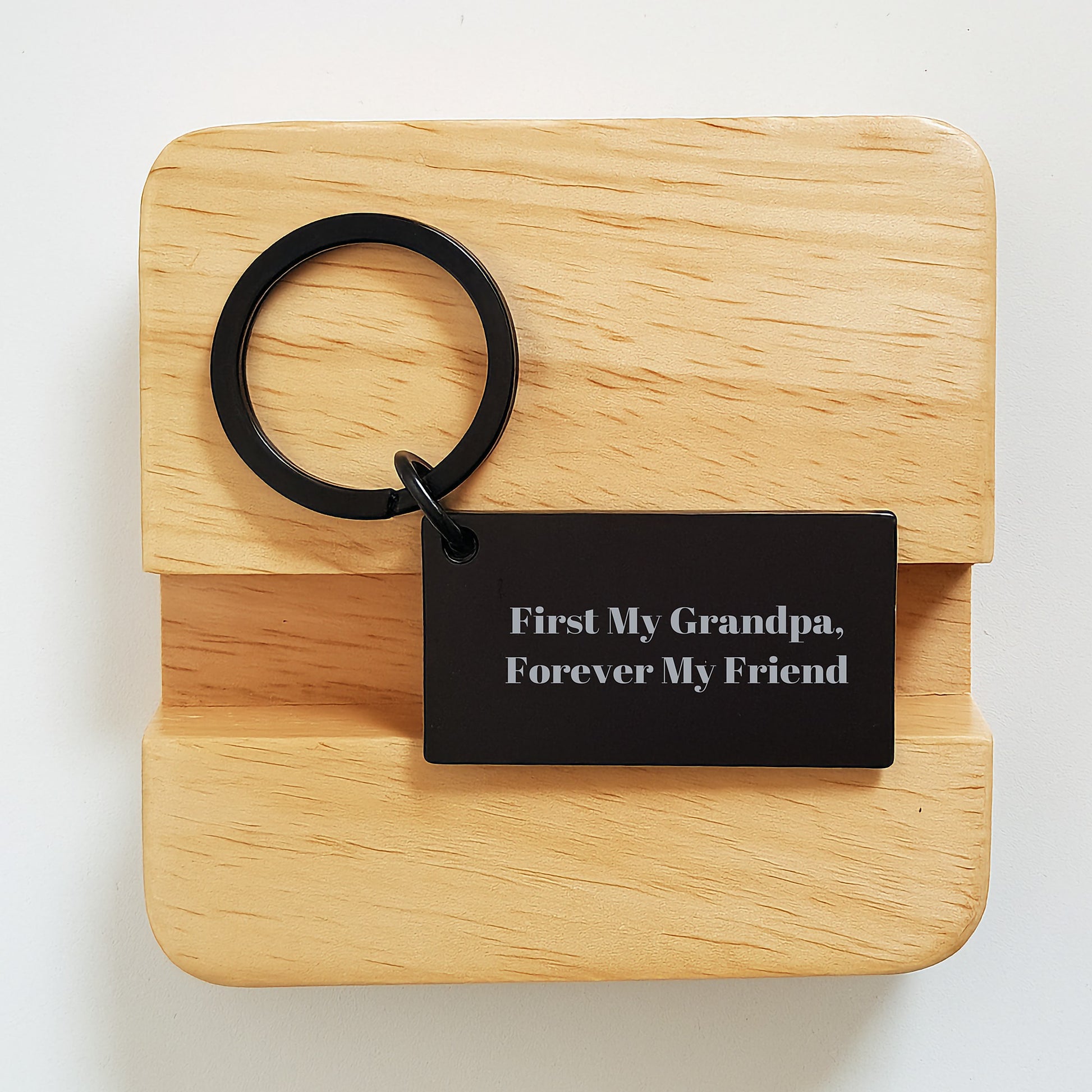Unique Grandpa Gifts, Funny Keychain, Engraved Quote 'First My Grandpa, Forever My Friend', Stainless Steel, Black Color, Perfect for Grandpa, Men, Family, Christmas Unique Gifts - Image 2