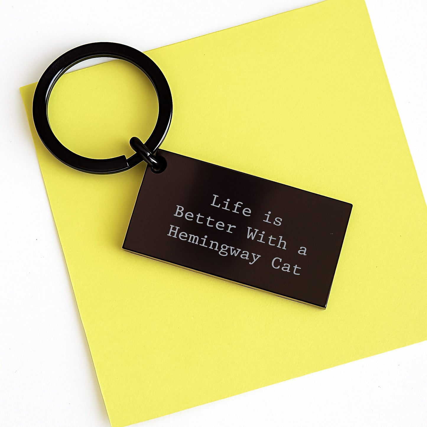 Hemingway Cat Keychain, Funny Quote Life Is Better Gifts from Men to Friends for Graduation - Image 3