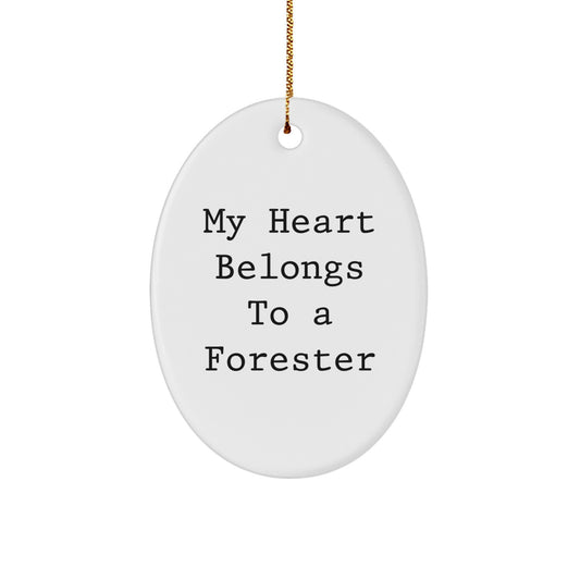 Forester Gifts, My Heart Belongs To A Forester Oval Ornament, Christmas Unique Gifts from Friends to Forester - Image 1