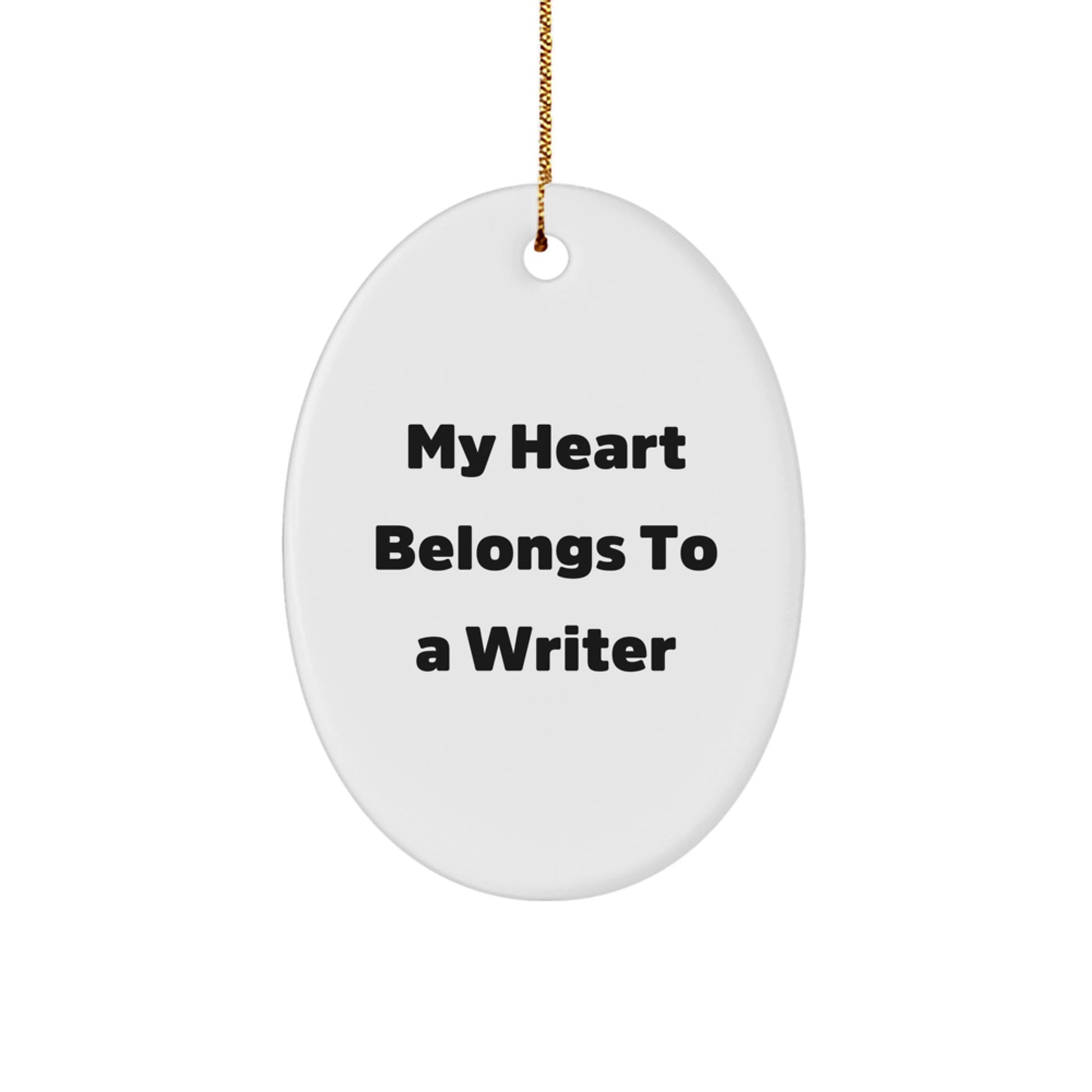 Writer's Heart: Funny Oval Ornament, Oval Shaped Gift for Writers, Gifts from Friends, Family, Coworkers, Christmas Unique Gifts for Him, Her - Image 1