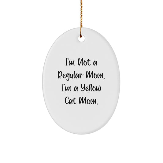 Funny Yellow Cat Mom Oval Ornament Gifts from Men to Yellow Cat Lovers for Christmas - Image 1