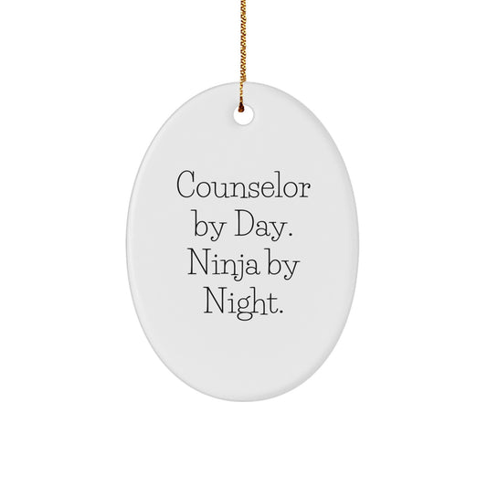 Counselor Gifts from Friends - Oval Ornament - 'Counselor By Day. Ninja By Night.' - Christmas Unique - Image 1