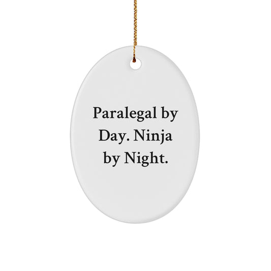 Paralegal Ninja Oval Ornament, Funny Quote Gifts from Friends and Family, Christmas Unique Presents for Women and Coworkers - Image 1