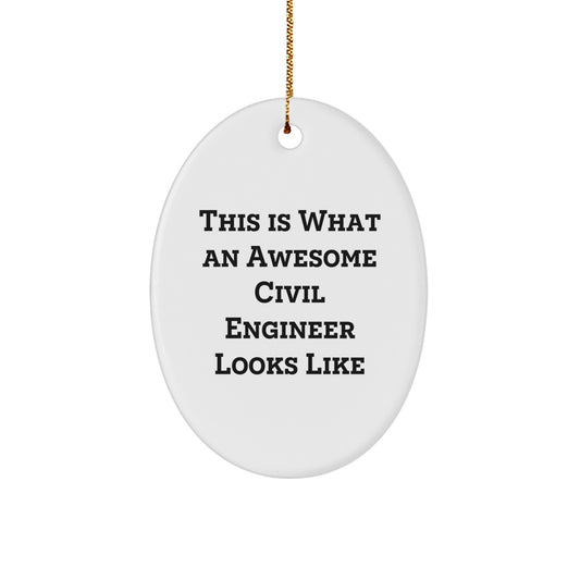 Funny Civil Engineer Gifts This Is What An Awesome Civil Engineer Looks Like Oval Ornament for Men Friends Coworkers Family Christmas - Image 1