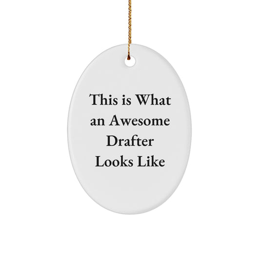 Funny Drafter Gifts from Family for Awesome Drafter Oval Ornament This Is What An Awesome Drafter Looks Like - Image 1