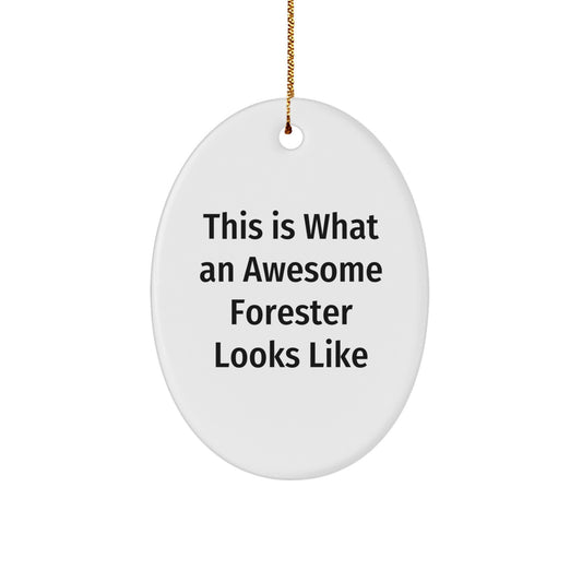 Funny Forester Gifts for Men - This Is What An Awesome Forester Looks Like Oval Ornament, Christmas Unique Gifts from Family, for Forester - Image 1