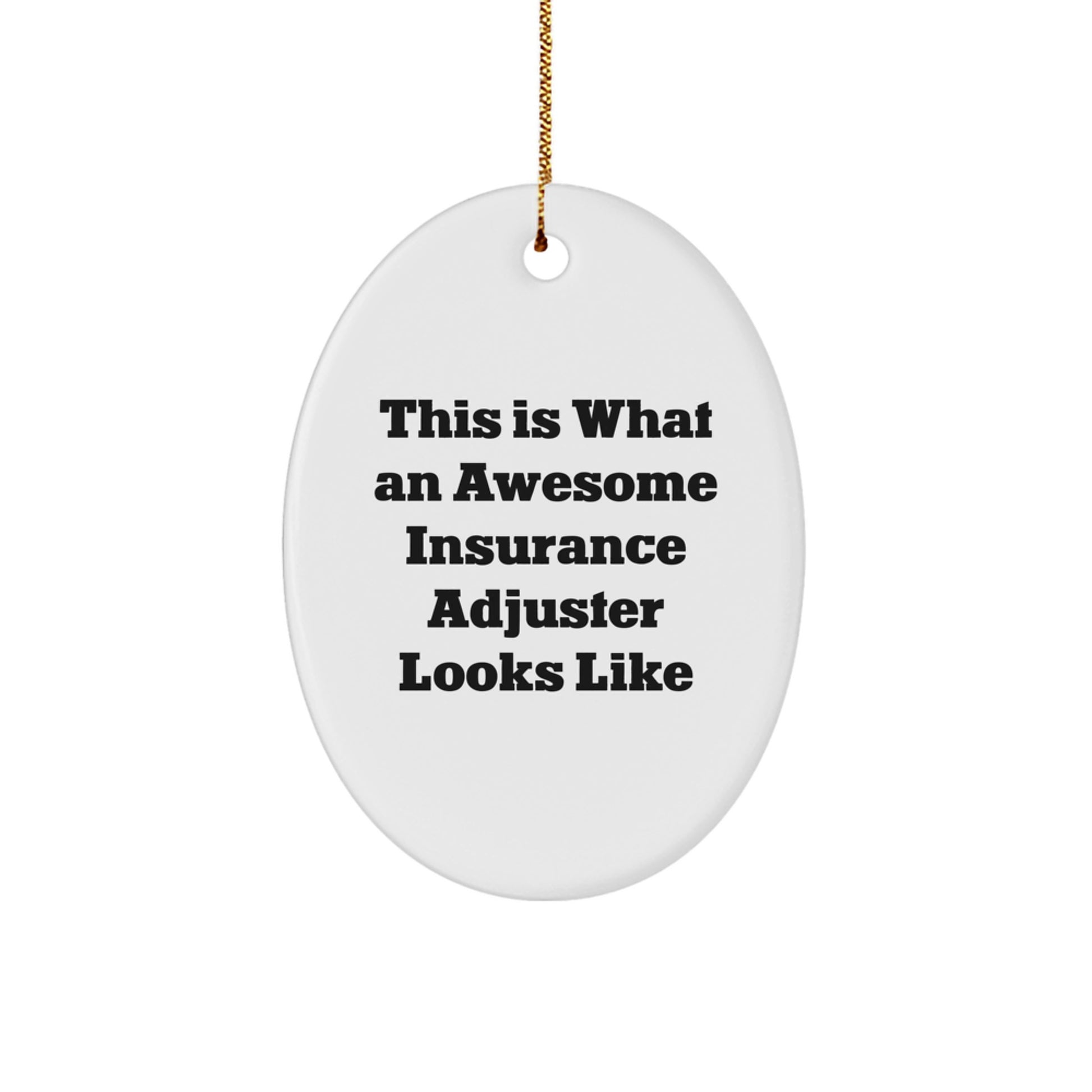 Insurance Adjuster Oval Ornament, Funny Quote Gifts from Family to Friends for Christmas - Image 1