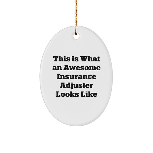 Insurance Adjuster Oval Ornament, Funny Quote Gifts from Family to Friends for Christmas - Image 1