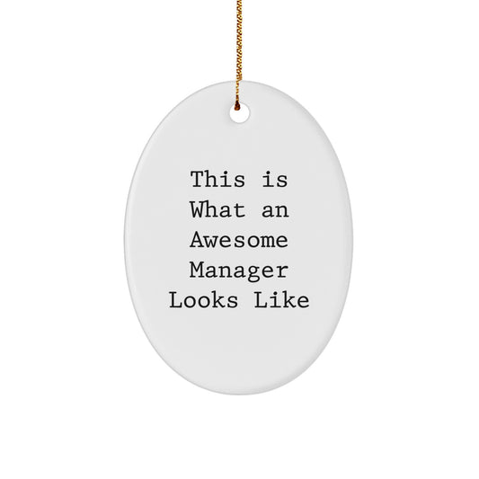 Funny Manager Gifts from Friends, This Is What An Awesome Manager Looks Like Oval Ornament, Christmas Unique Gifts for Men - Image 1