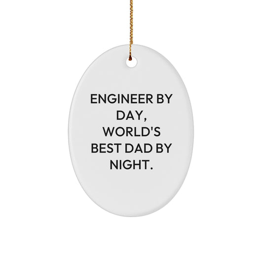 Funny Engineer Oval Ornament Gifts from Men to World's Best Dad Engineer by Christmas Unique - Image 1