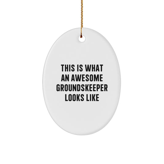 Funny groundskeeper Gifts, Oval Ornament for groundskeeper, This Is What An Awesome groundskeeper Looks Like Christmas Unique Gift for groundskeeper Men - Image 1