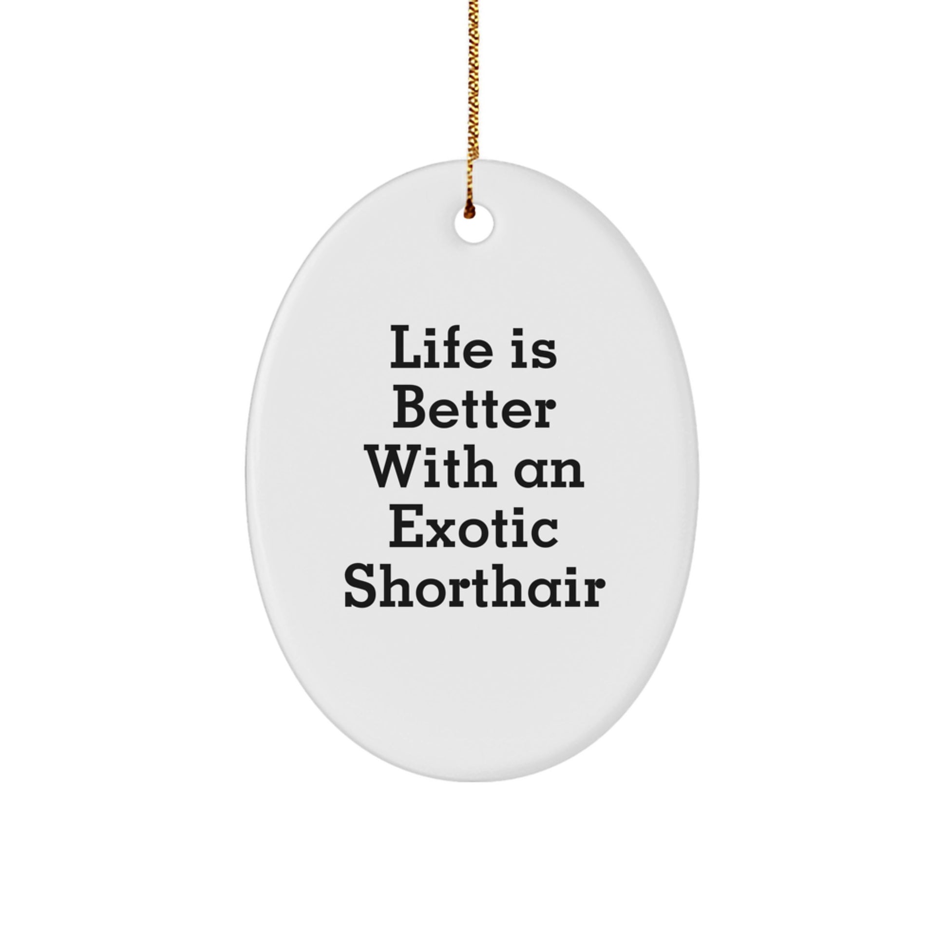 Exotic Shorthair Cat Gifts, Life Is Better With An Exotic Shorthair, Oval Ornament, Christmas Unique Gifts from Family, Gifts for Exotic Shorthair Cat Lovers - Image 1