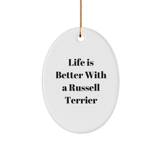 Fun Russell Terrier Dog Oval Ornament Gifts from Family for Christmas - Image 1