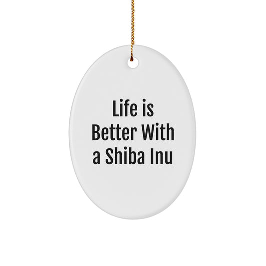 Funny Shiba Inu Dog Oval Ornament Gifts from Family for Men Women Friends Coworkers Christmas Unique Decorations - Image 1