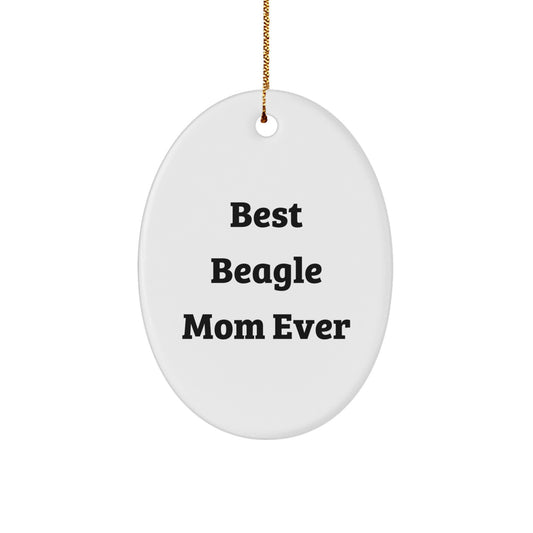 Funny Beagle Dog Mom Gifts from Family for Christmas Unique Oval Ornament - Image 1