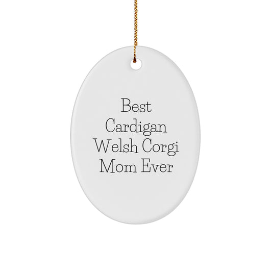 Funny Cardigan Welsh Corgi Mom Gifts from Friends for Christmas Oval Ornament - Image 1