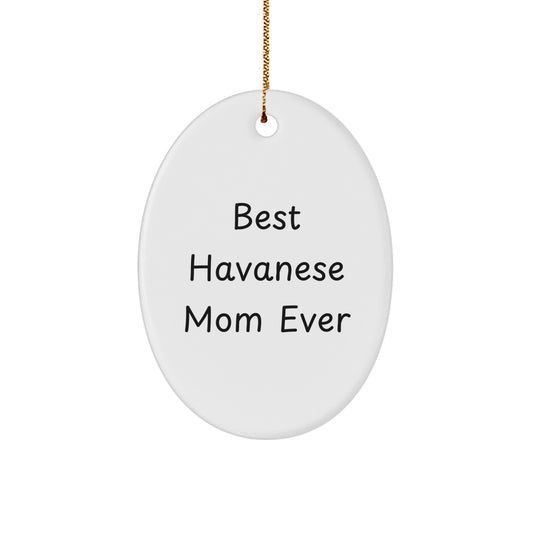 Funny Havanese Dog Mom Gifts for Her, Oval Ornament with 'Best Havanese Mom Ever' Quote, Christmas Memorable Presents from Mom to Family, Friends, or Coworkers - Image 1