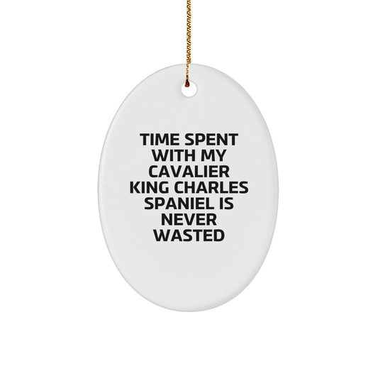 Cavalier King Charles Spaniel Dog Lovers Gifts from Friends for Christmas Unique Oval Ornament - Image 1