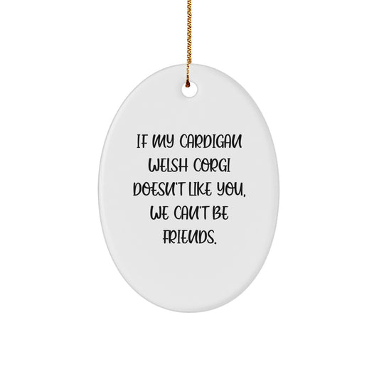 Funny Cardigan Welsh Corgi Dog Gifts for Men from Friends - Oval Ornament Christmas Unique - Image 1